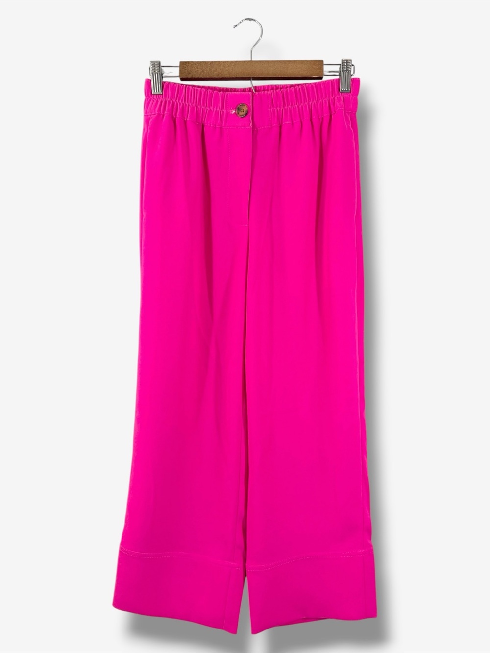 J. Crew Pull On Crop Pants Size 00 Bright Pink 365 Crepe Wide Leg AV443 Preppy